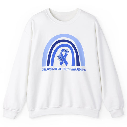 Charcot-marie-tooth Disease Awareness Floral Blue Rainbow Unisex Crewneck Sweatshirt