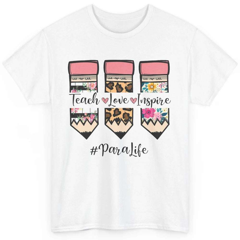 Floral Leopard Teach Love Inspire Para Life Para Teacher Classic Unisex T-Shirt