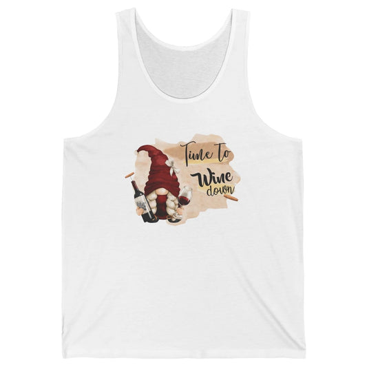 Christmas Gnome Wine It's Time to Wine Down Winter Holiday Unisex Jersey Tank