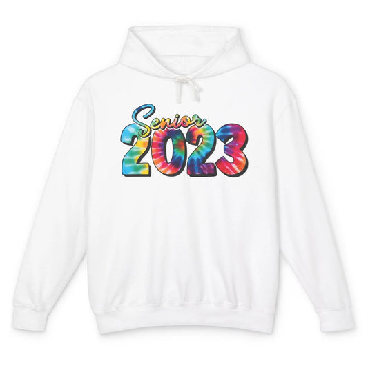 Tie Dye Senior 2023 Class Of 2023 Graduate Bachelor Hat Gift Unisex Lightweight Hoodie