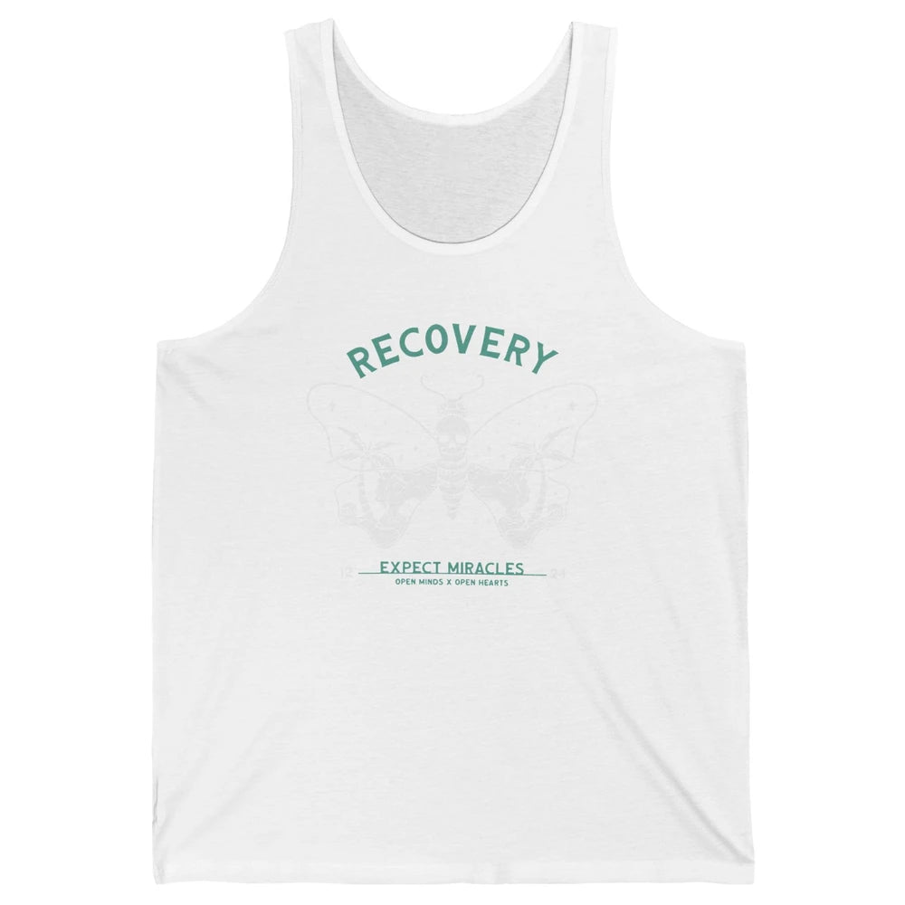 Butterfly Skull Skeleton Addiction Recovery Awareness Gothic Unisex Jersey Tank