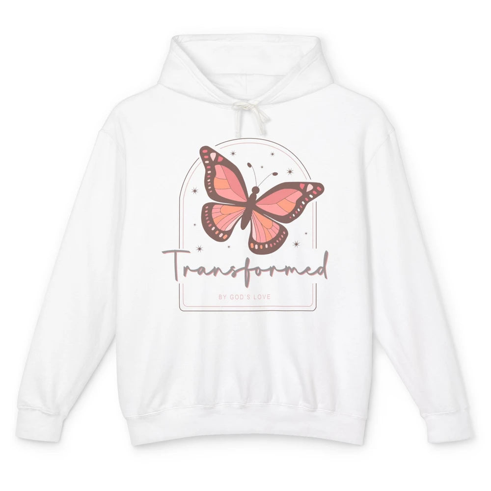 Transformed By God's Love Butterfly Faith Christian Jesus Unisex Lightweight Hoodie