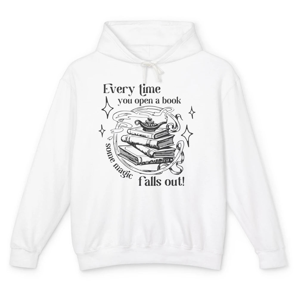 Every Time You Open Book Magic Falls Out Bookish Aesthetic Unisex Lightweight Hoodie