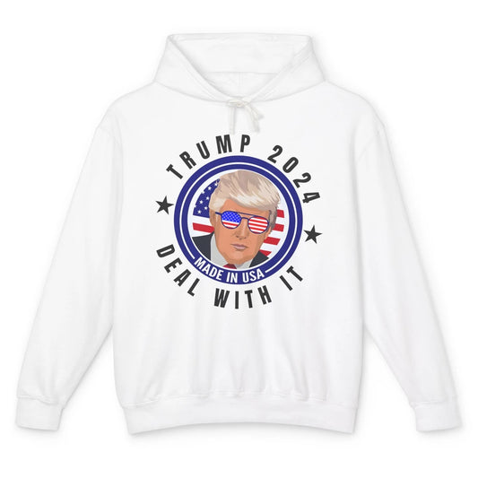 Vote Trump 2024 Deal With It Funny Republican Pro America Unisex Lightweight Hoodie