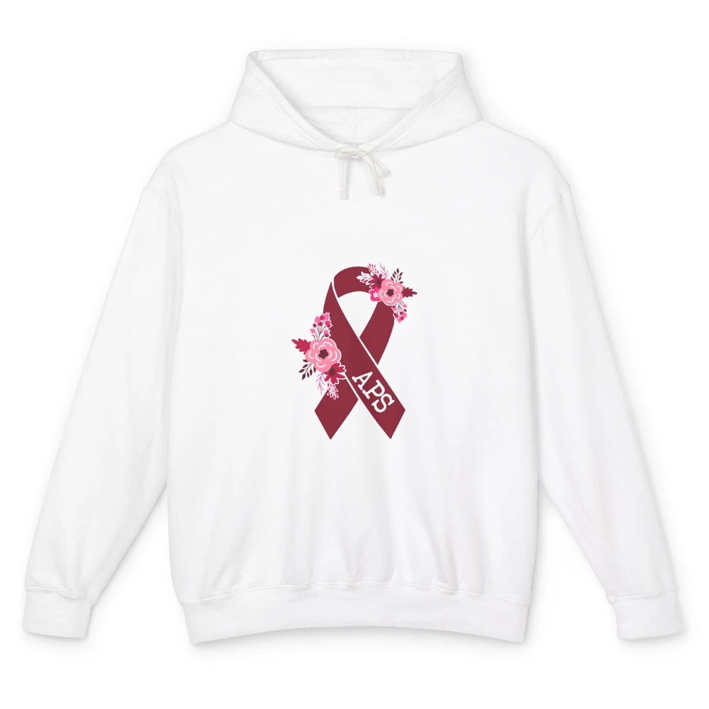 Antiphospholipid Syndrome Awareness APS Burgundy Ribbon Unisex Lightweight Hoodie