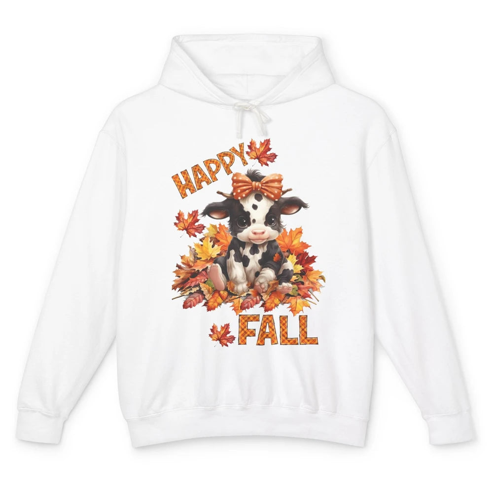 Cute Baby Cow Bandana Hay Fall Pumpkin Thanksgiving Autumn Unisex Lightweight Hoodie