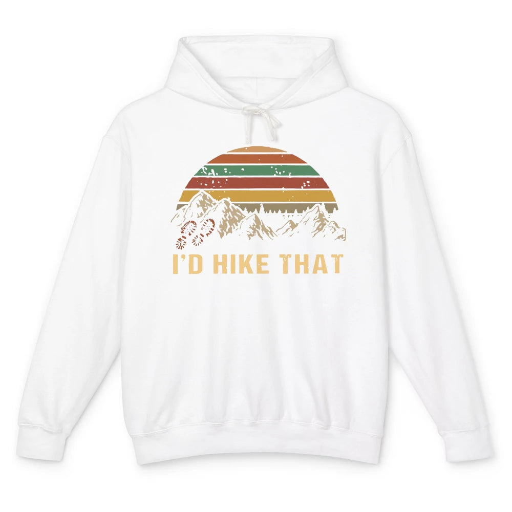 Vintage Mountain Hiking Boots I'd Hike That Adventure Hikers Unisex Lightweight Hoodie