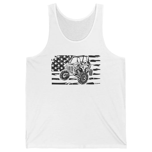 Retro US Flag UTV Riding Offroad Mountain Side By Side Rider Unisex Jersey Tank