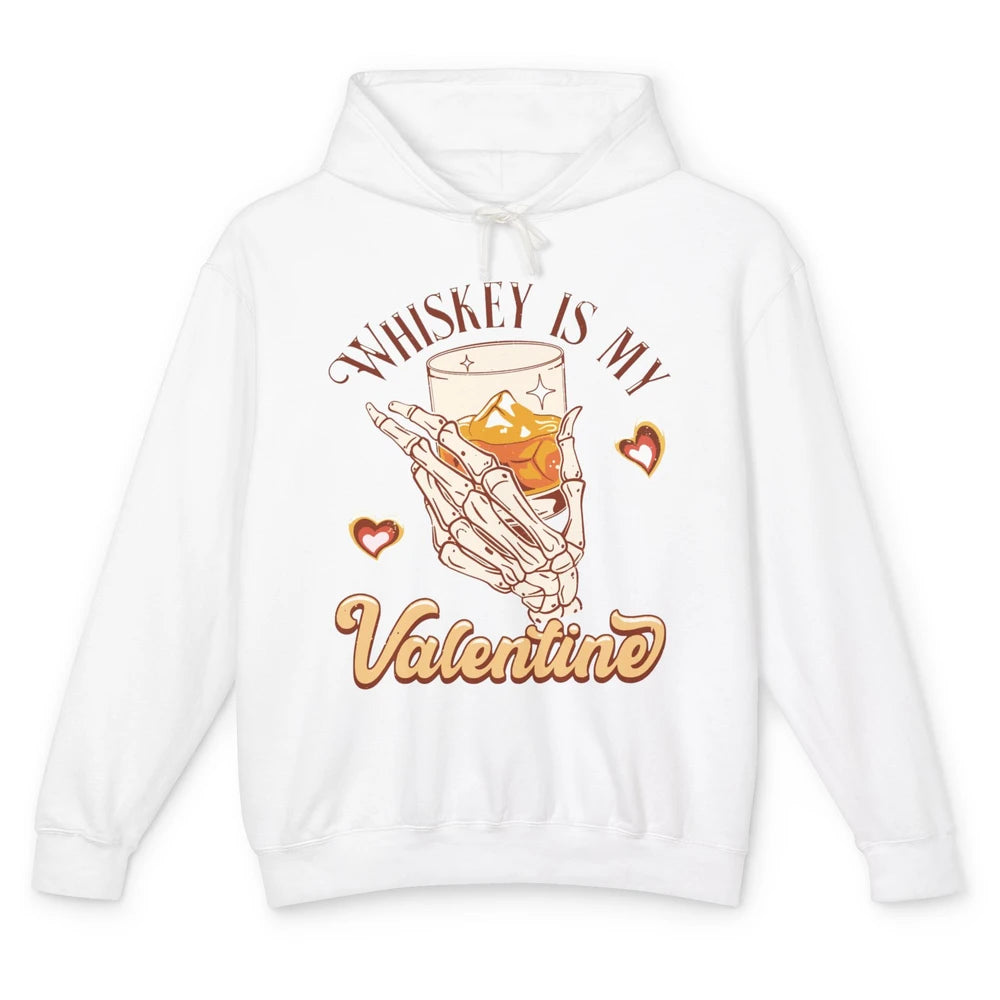 Whiskey is My Valentine Western Drinking Skeleton Valentine Unisex Lightweight Hoodie