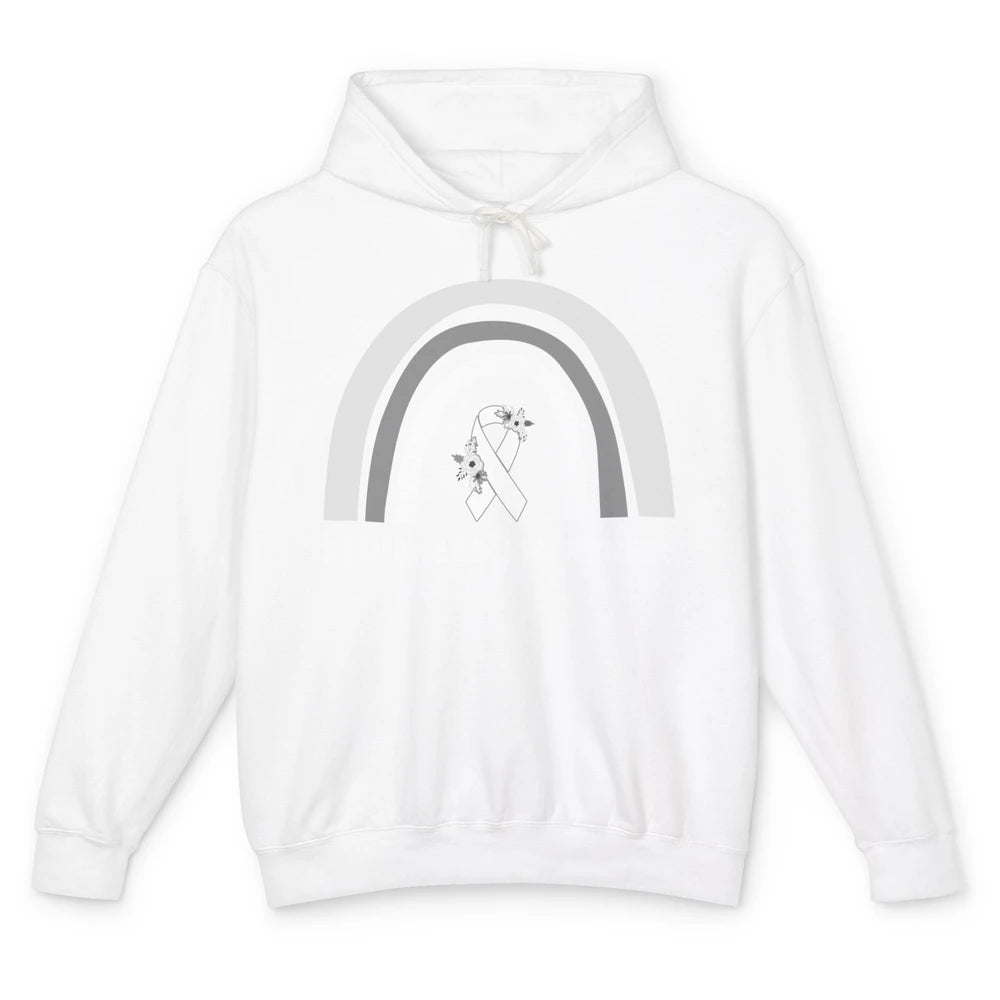 Blindness Awareness Floral White Gray Ribbon Blind Support Unisex Lightweight Hoodie