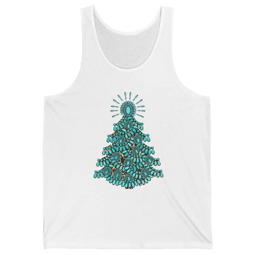 Turquoise Christmas Tree Western Christmas Country Farm Unisex Jersey Tank