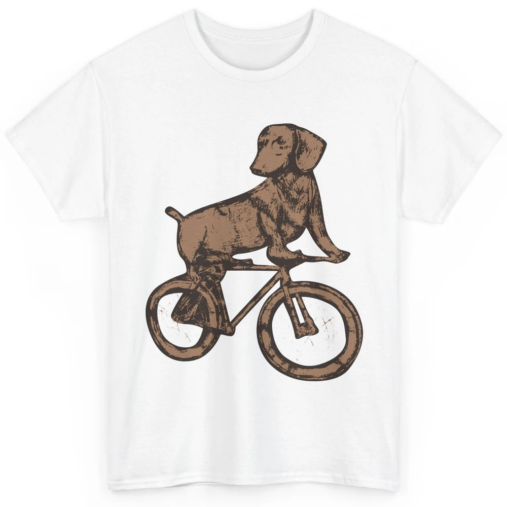 Dachshund On A Bike Funny Dachshund Bicycle Lovers Gift Classic Unisex T-Shirt