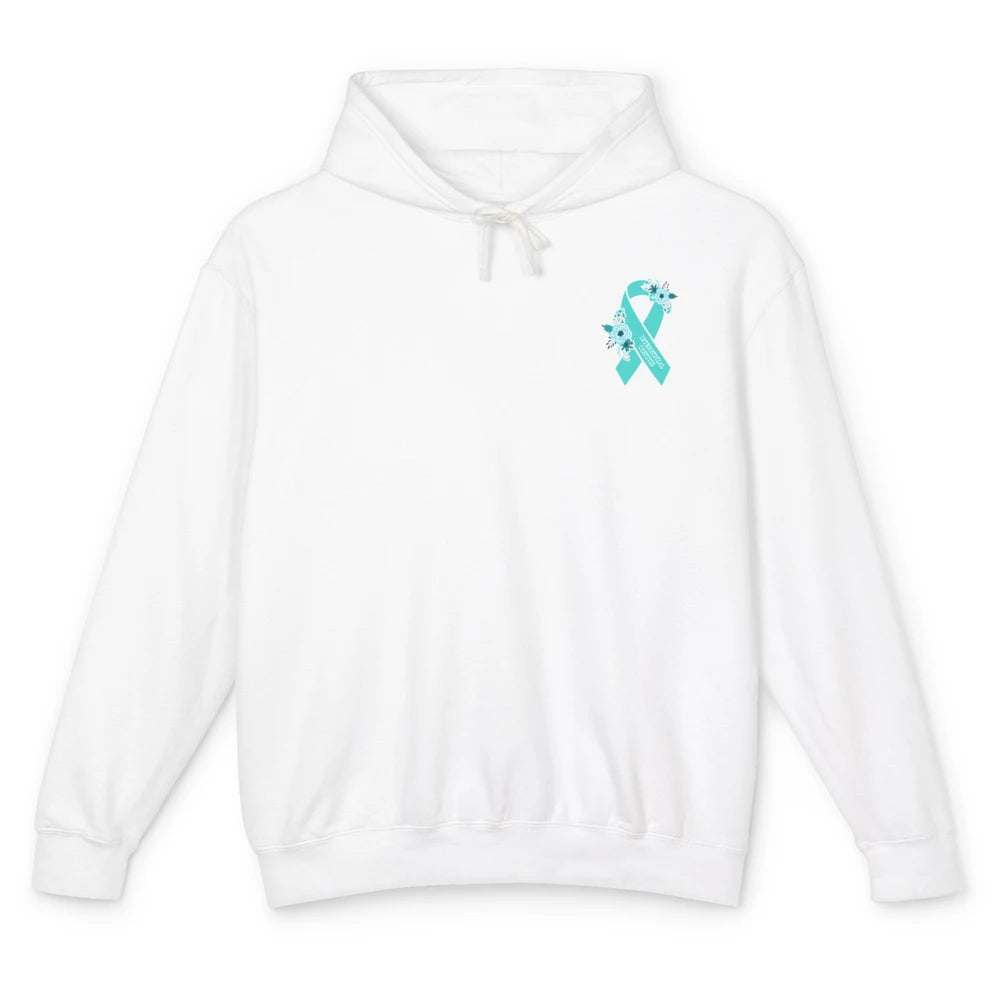 Interstitial Cystitis Awareness Floral Teal Ribbon Rainbow Unisex Lightweight Hoodie