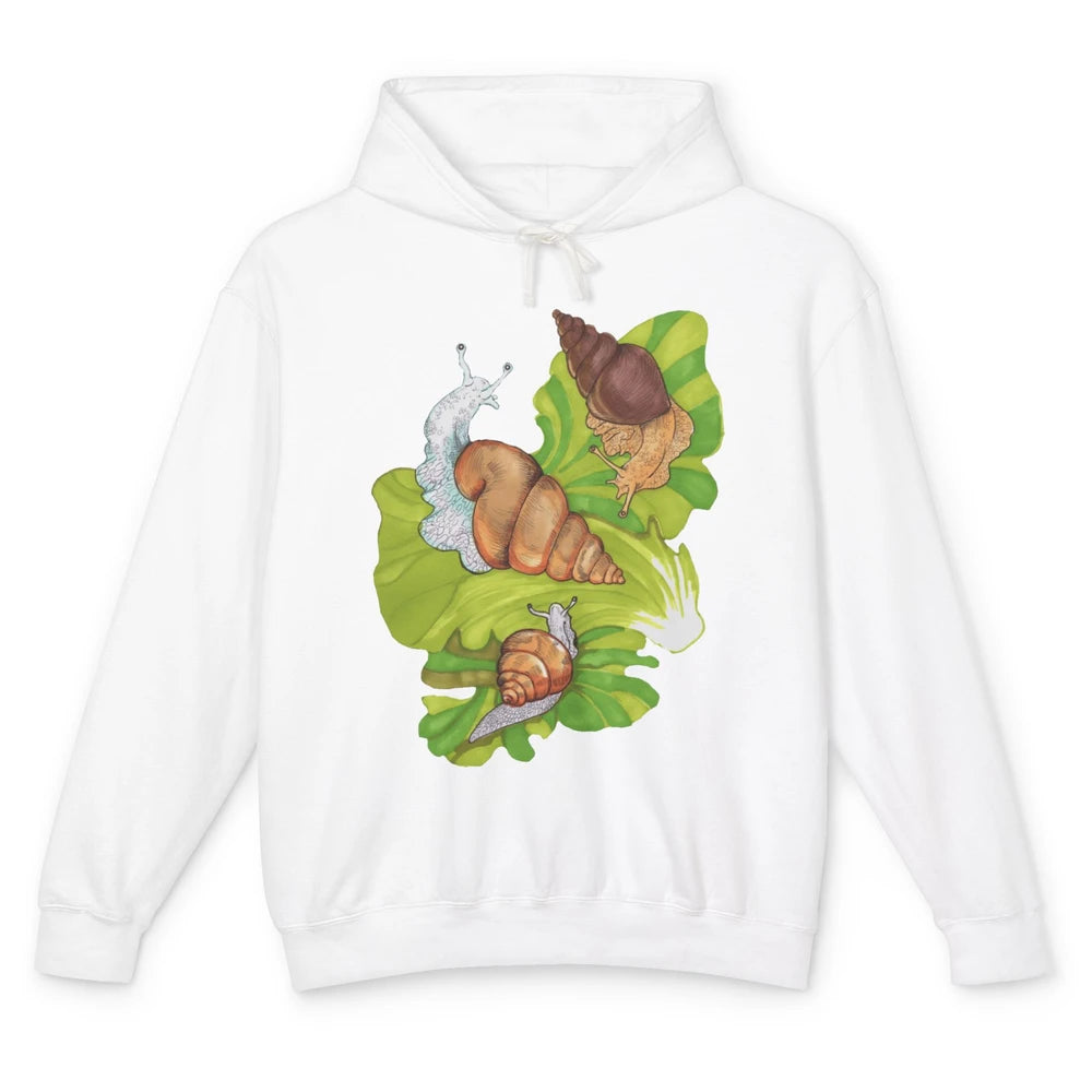 Cool Snail Shell Happy Snails On Leaf Life Watercolor Animal Unisex Lightweight Hoodie