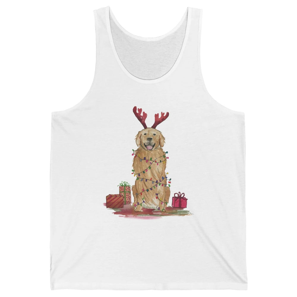 Santa Golden Retriever Reindeer Snowflake Christmas Costume Unisex Jersey Tank