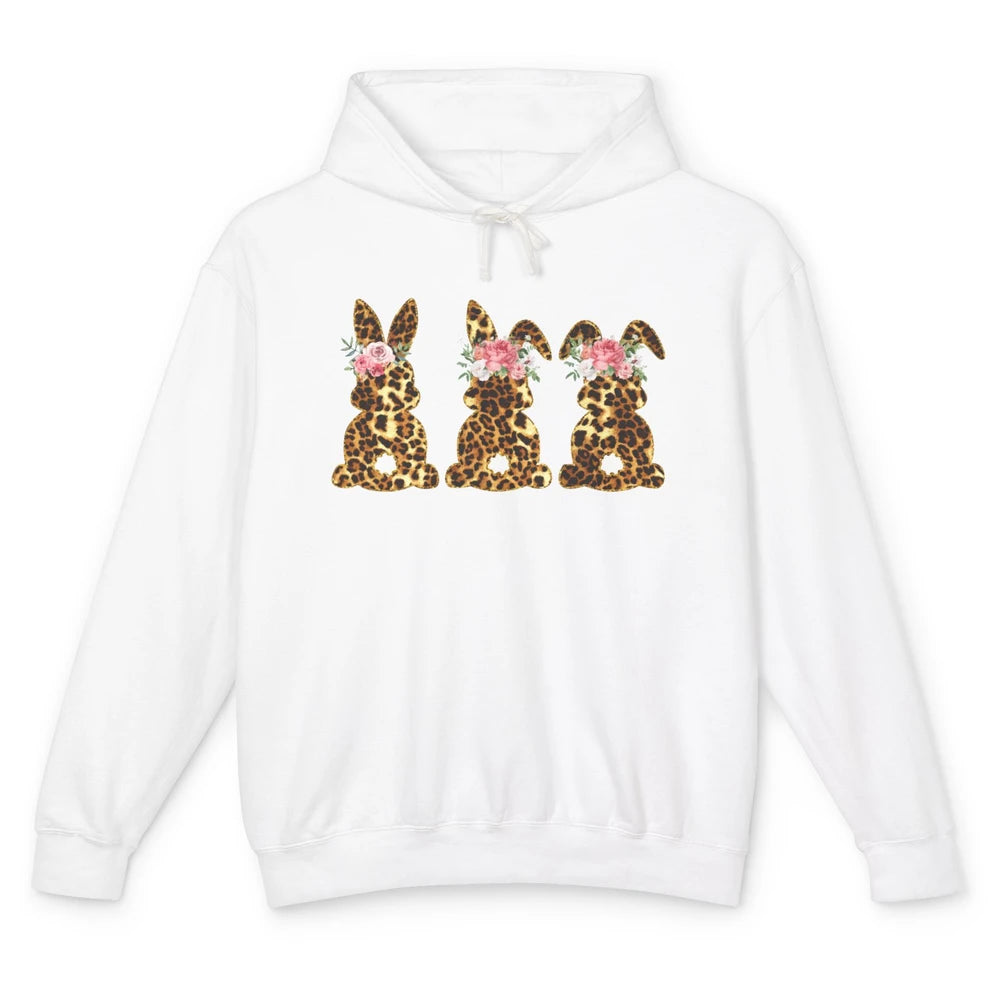 Leopard Bunnies With Flowers Cute Easter Day Bunny Lovers Unisex Lightweight Hoodie