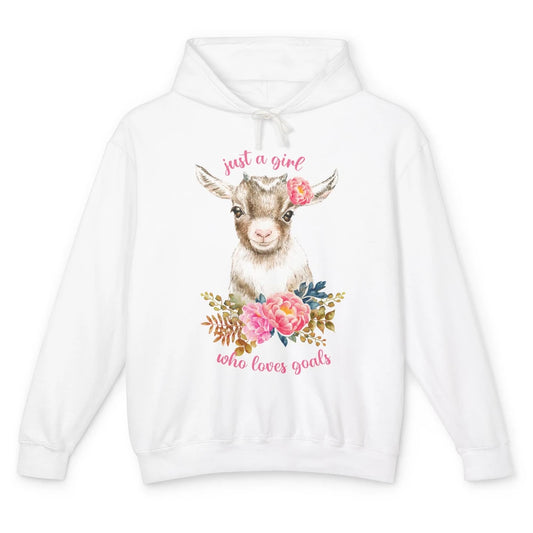 Floral Goat Mom Just A Girl Who Loves Goats Farmers Gift Unisex Lightweight Hoodie