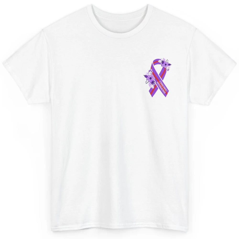 Chronic Migraine Awareness Support Purple Ribbon Pocket Size Classic Unisex T-Shirt