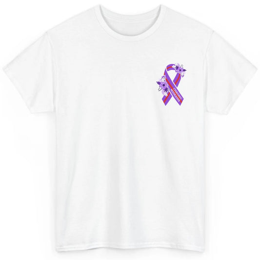 Chronic Migraine Awareness Support Purple Ribbon Pocket Size Classic Unisex T-Shirt