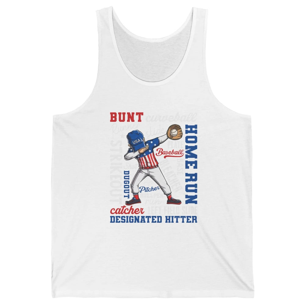 Baseball Dabbing 4th of July US Patriotic Baseball Players Unisex Jersey Tank