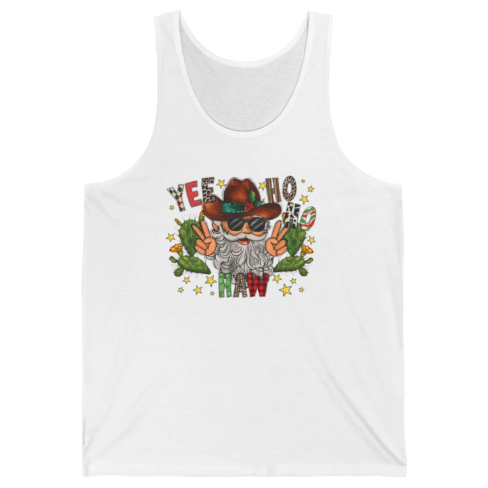 Leopard Santa Cowboy Yee Ho Haw Christmas Western Country Unisex Jersey Tank