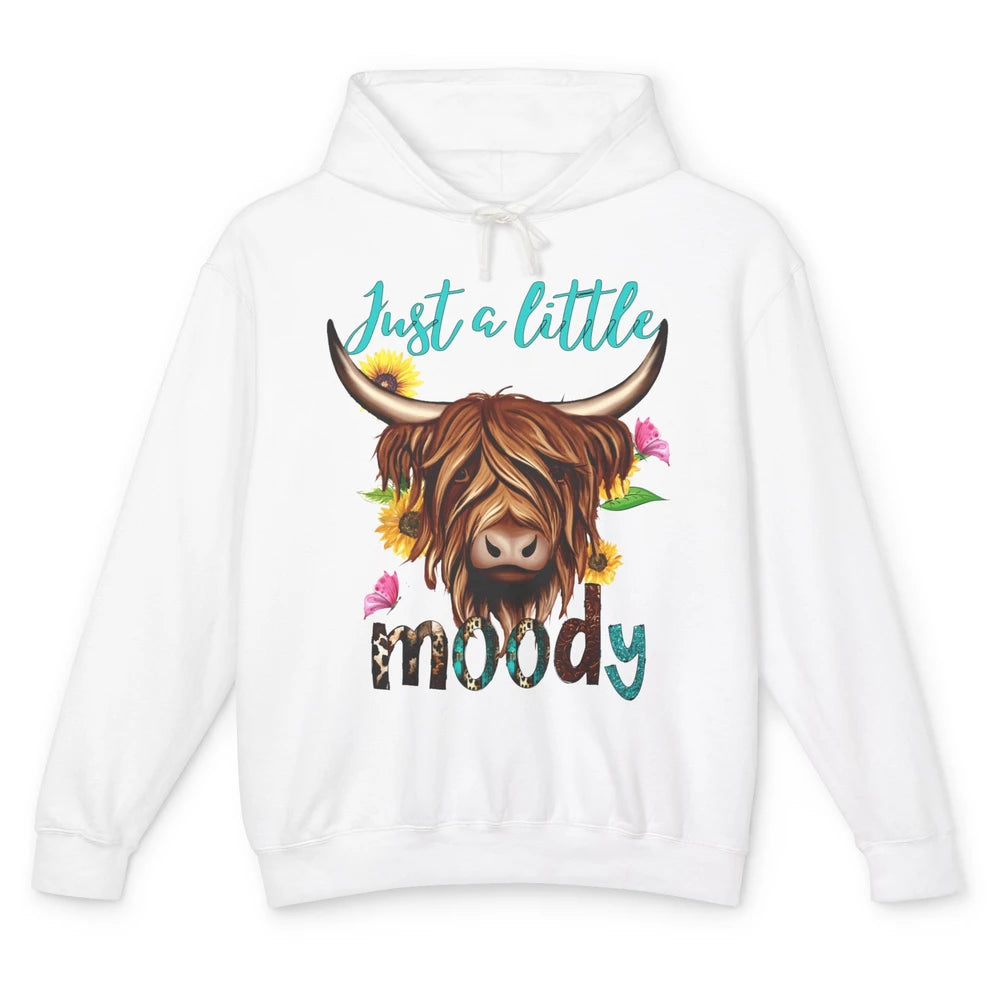 Funny Heifer Cow Just A Little Moody Leopard Western Country Unisex Lightweight Hoodie