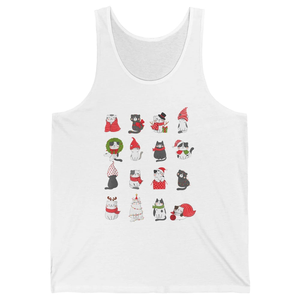 Merry Christmas Meowy Cat Cute Santa Hat Kitten Xmas Kawaii Unisex Jersey Tank