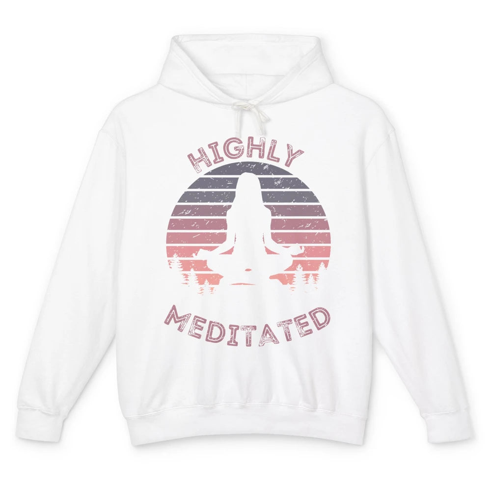 Vintage Woman Doing Yoga Highly Meditated Meditation Lovers Unisex Lightweight Hoodie