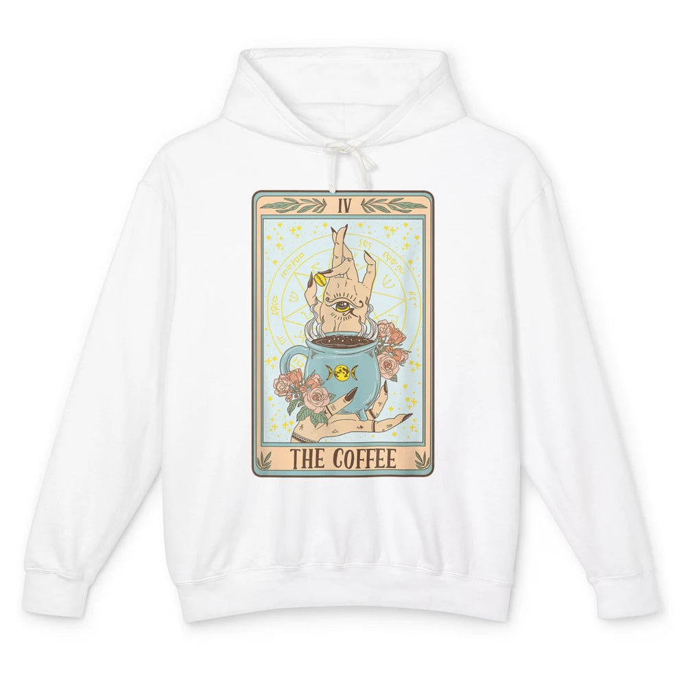 The Coffee Witch Eye Latte Tarot Card Mystical Halloween Unisex Lightweight Hoodie