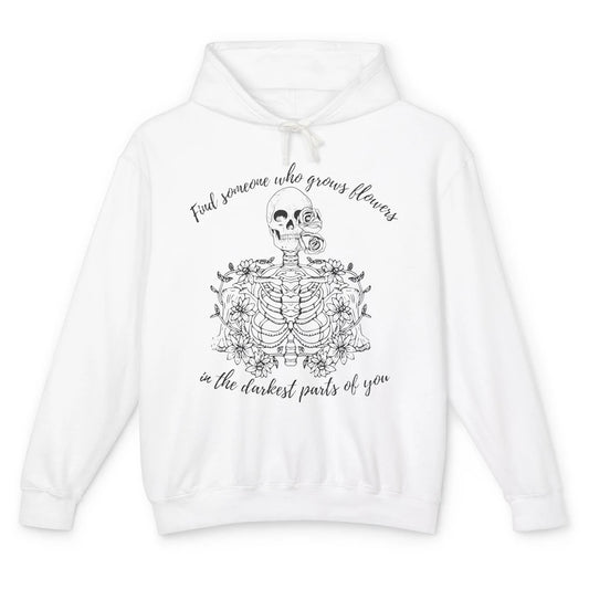 Floral Skeleton Find Someone Who Grow Flower Western Country Unisex Lightweight Hoodie