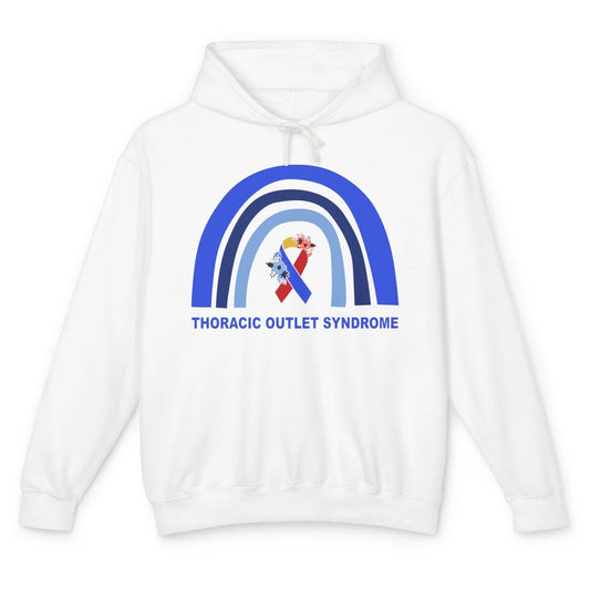 Thoracic Outlet Syndrome Awareness Floral Blue Red Ribbon Unisex Lightweight Hoodie