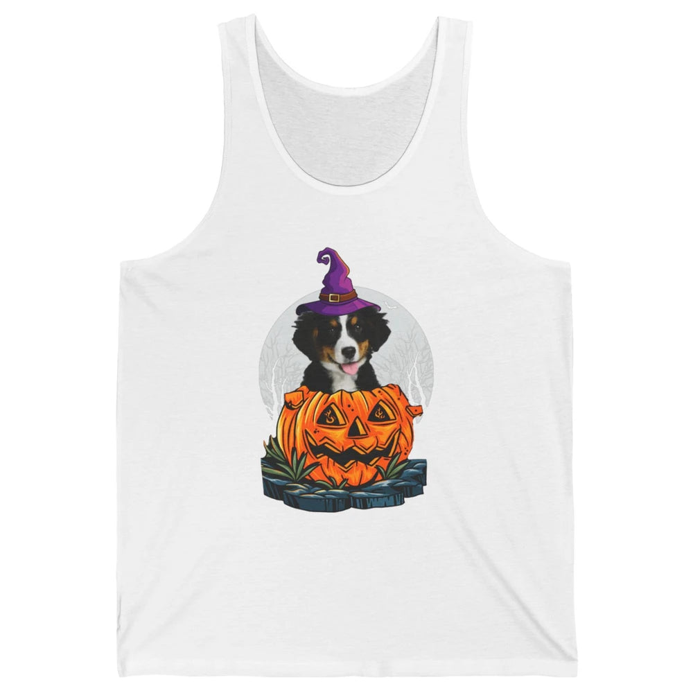 Bernese Mountain Dog Witch Pumpkin Halloween Spooky Season Unisex Jersey Tank