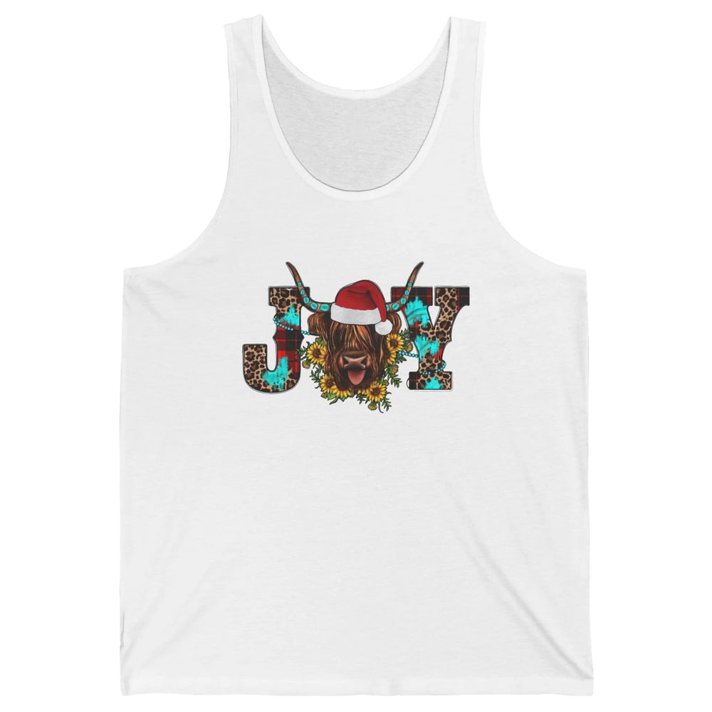 Highland Cow Christmas Joy Heifer Western Country Cowboy Unisex Jersey Tank