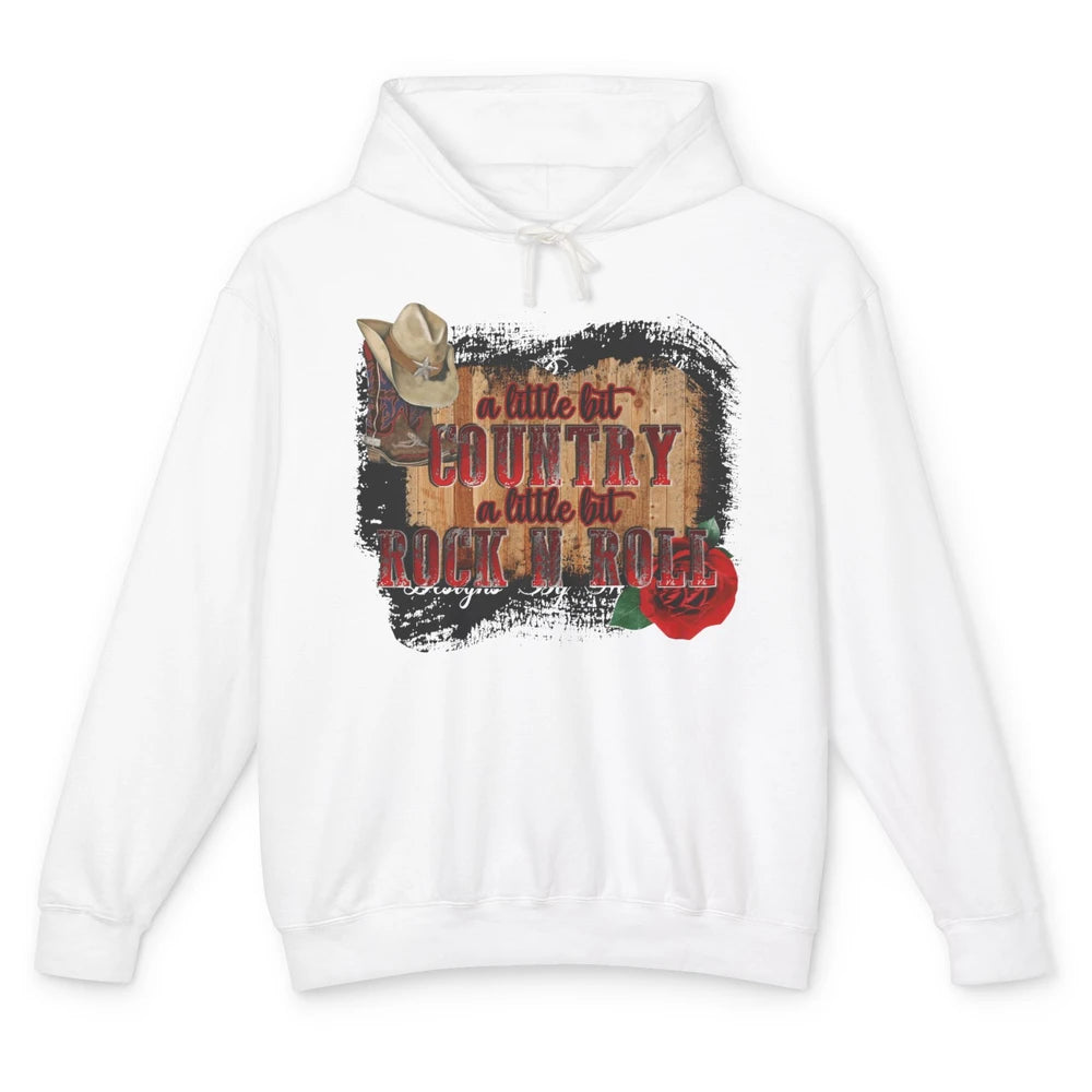 Cowboy Boots Hat A Little Country Little Rock N Roll Western Unisex Lightweight Hoodie