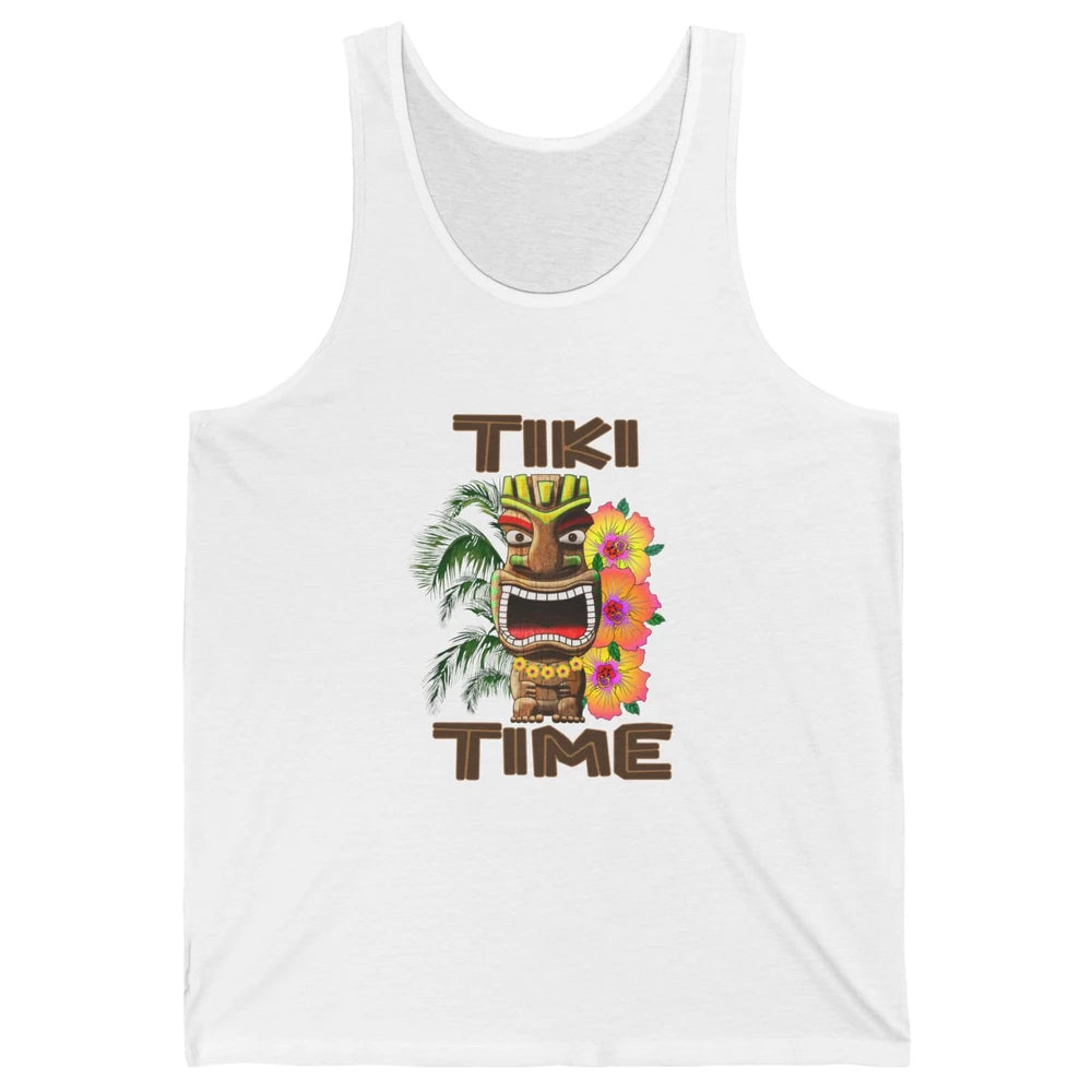 Aloha Flower Luau Tiki Time Hawaii Palm Tree Paradise Beach Unisex Jersey Tank