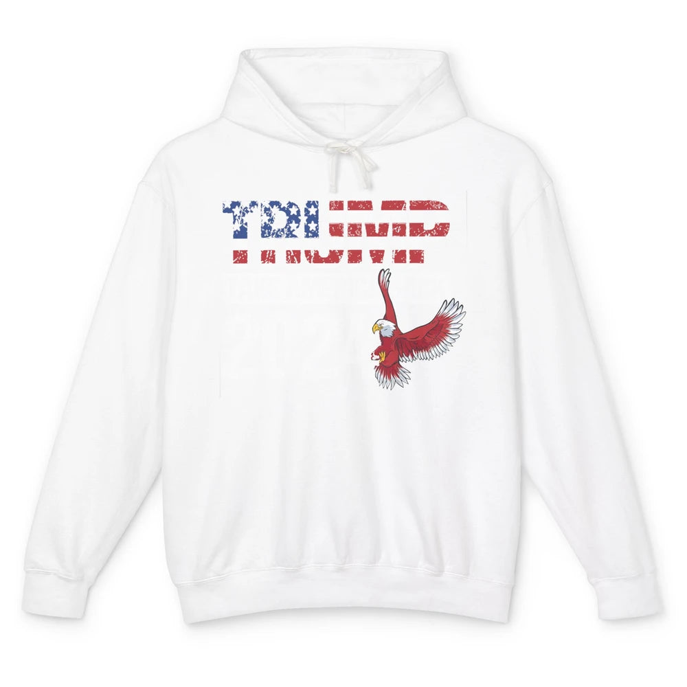 Trump 2024 Take America Back Eagle American Flag Election Unisex Lightweight Hoodie