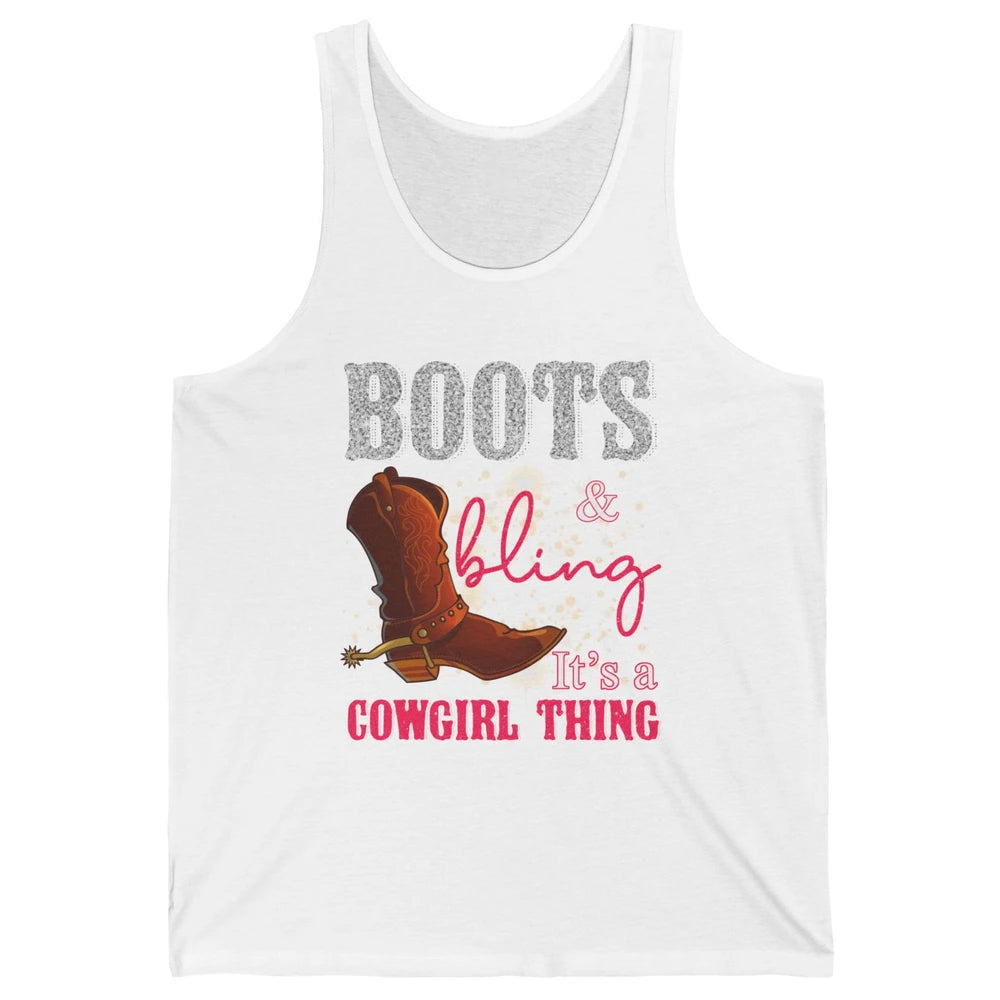 Western Country Cowgirl Thing Boots Bling Women Rodeo Cowboy Unisex Jersey Tank