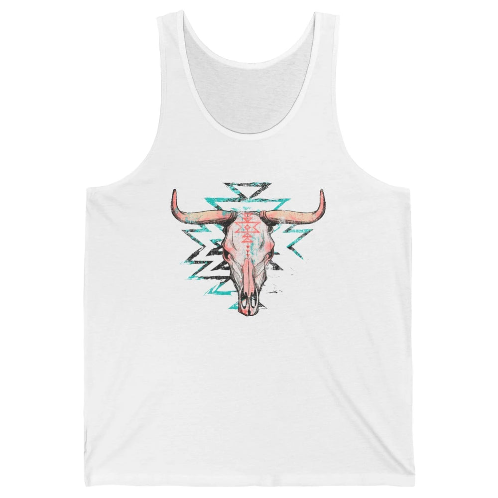 Boho Bull Skull Aztec Rodeo Desert Spirit Western Country Unisex Jersey Tank