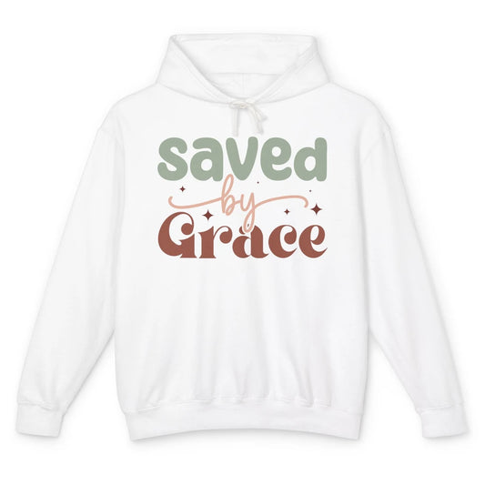 Boho Saved By Grace Jesus Christian Bible Verse Aesthetic Unisex Lightweight Hoodie