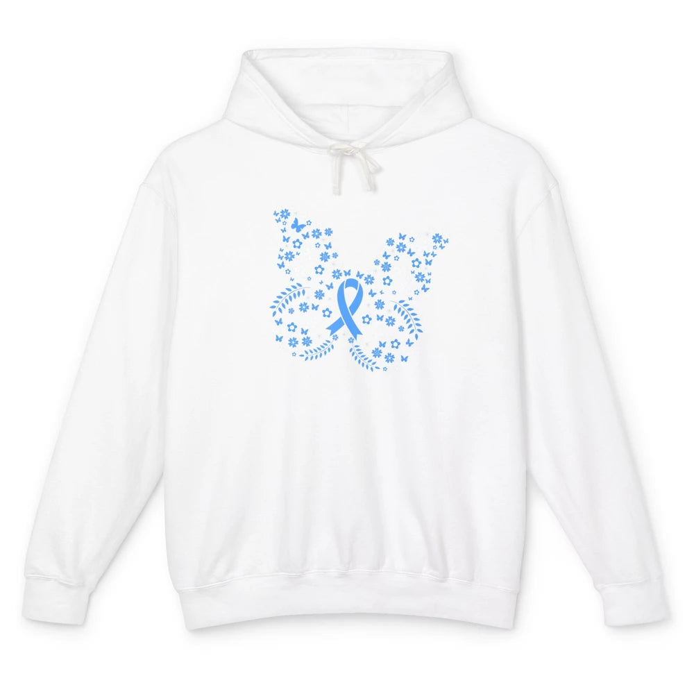 Cool Butterfly Warrior Blue Ribbon Prostate Cancer Awareness Unisex Lightweight Hoodie