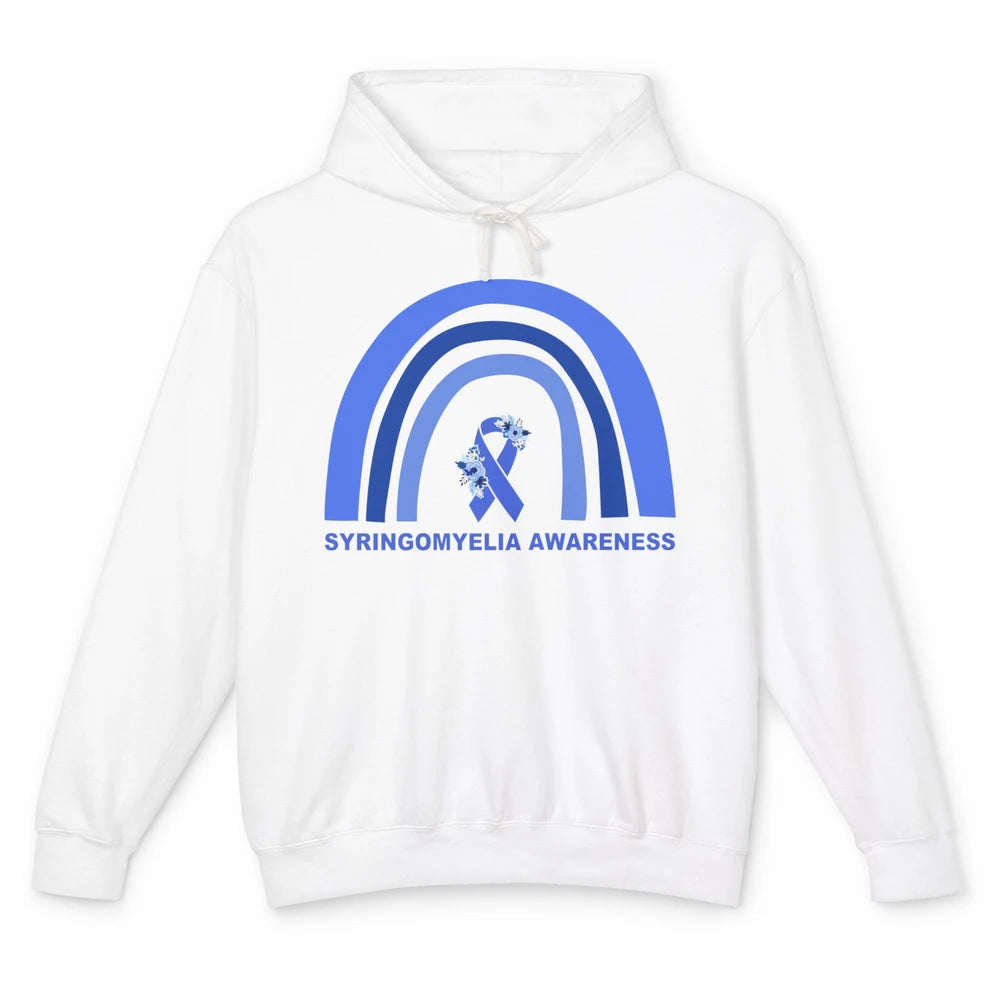 Syringomyelia Awareness Floral Blue Ribbon Rainbow Unisex Lightweight Hoodie