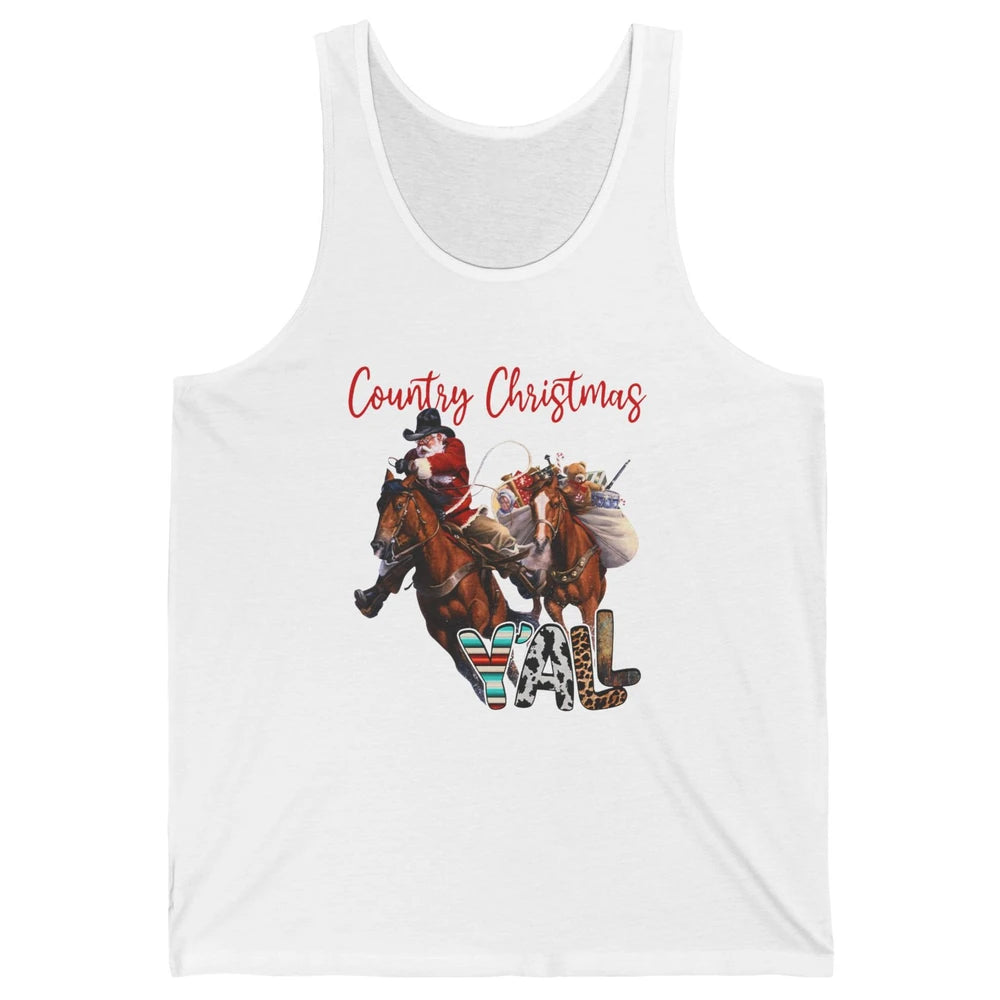 Santa Claus Country Christmas Y'all Western Country Cowboy Unisex Jersey Tank