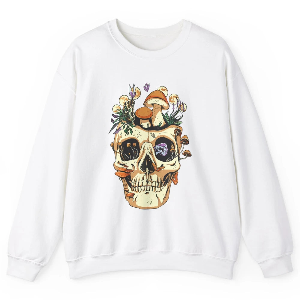 Skull Mushroom Moon Phases Witchcraft Plant Lovers Gardeners Unisex Crewneck Sweatshirt