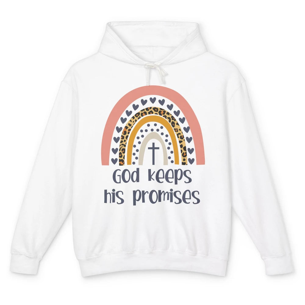 Leopard Rainbow God Keeps His Promises Christian Religious Unisex Lightweight Hoodie