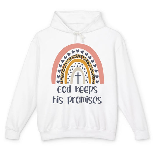 Leopard Rainbow God Keeps His Promises Christian Religious Unisex Lightweight Hoodie