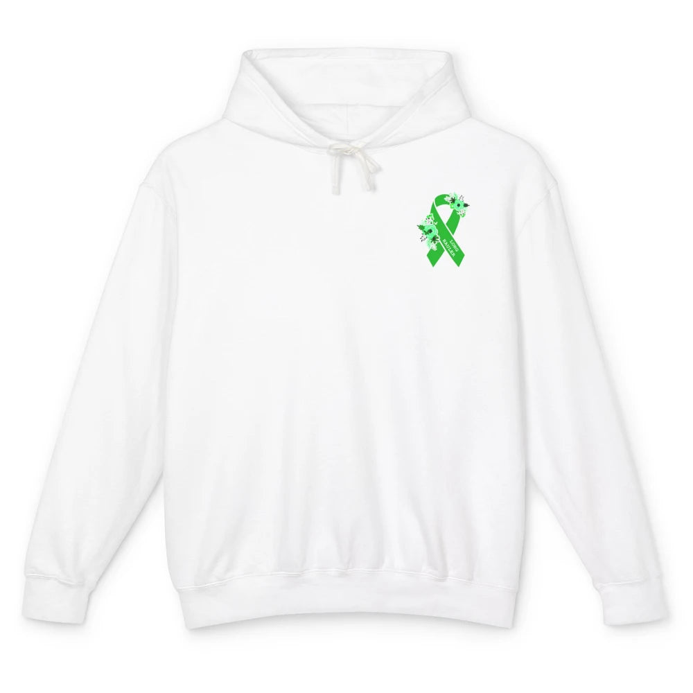 Long Hauler Awareness Support Floral Green Ribbon Pocket Unisex Lightweight Hoodie