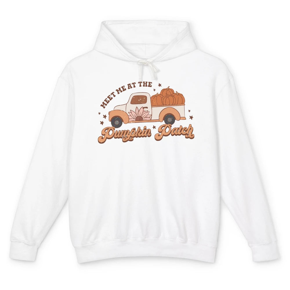 Retro Pumpkin Truck Meet Me At Pumpkin Patch Fall Halloween Unisex Lightweight Hoodie