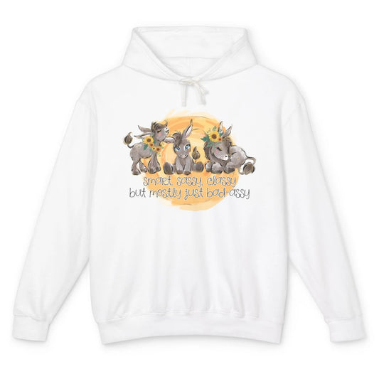 Cute Donkey Sunflower Sweet Sassy Classy Donkey Lovers Gift Unisex Lightweight Hoodie