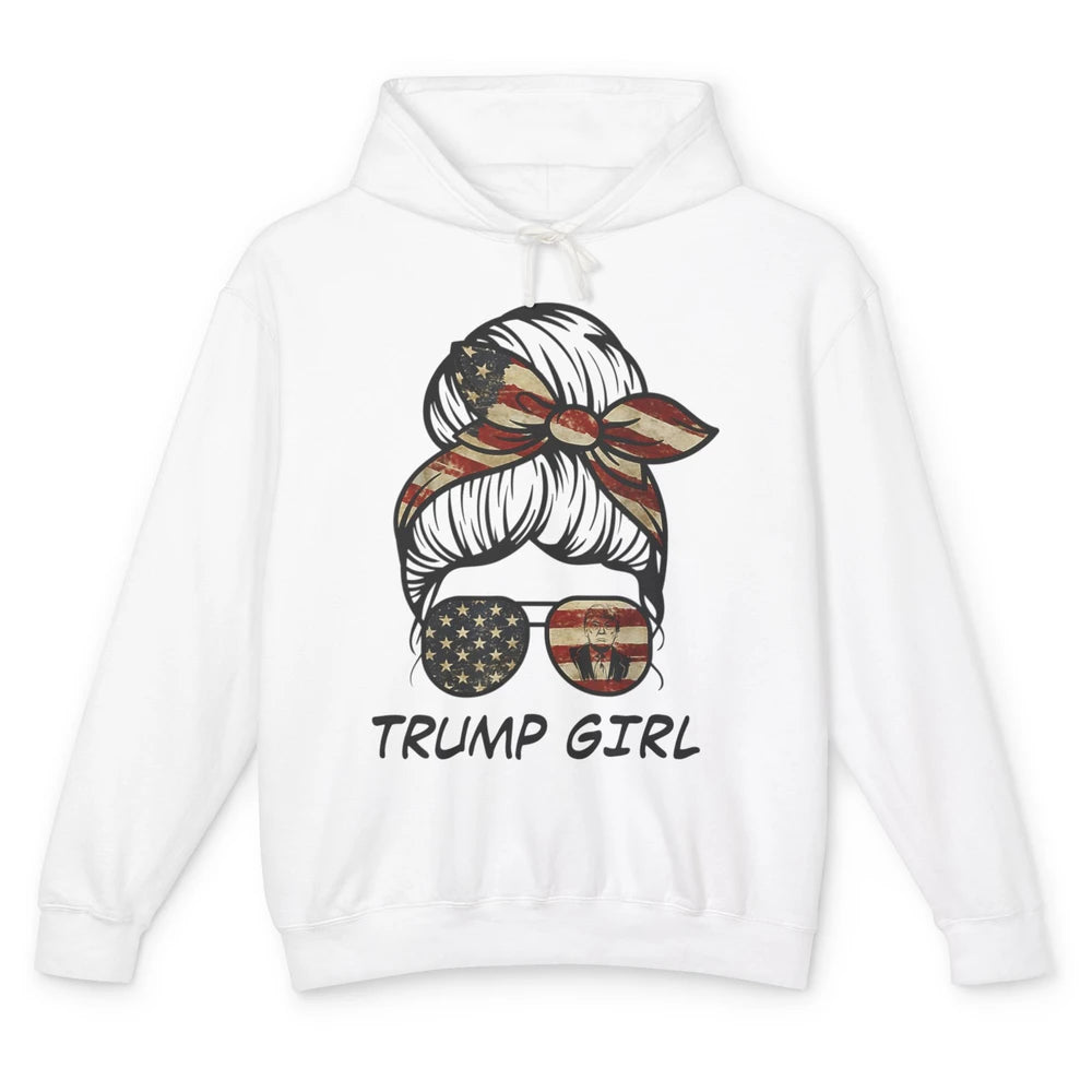 Funny Trump Girl Messy Hair Bun Vote 2024 Republican Choice Unisex Lightweight Hoodie