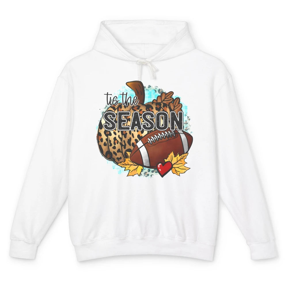 Leopard Football Pumpkin Tis The Season Fall Leaves Autumn Unisex Lightweight Hoodie